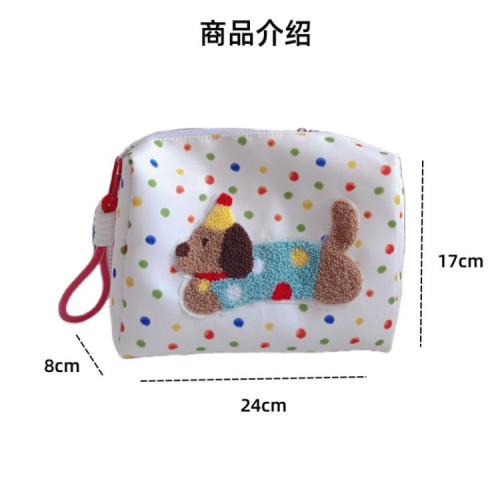 韓系ins新款波點小狗可愛化妝包收納包可攜式洗漱包包女筆袋化妝包 韓系ins新款波點小狗可愛化妝包收納包可攜式洗漱包包女筆袋化妝包
