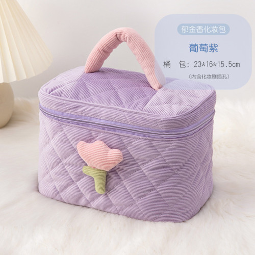 超大燈芯絨高顔值化妝包可攜式大容量高級感收納包可愛化妝品收納袋 超大燈芯絨高顔值化妝包可攜式大容量高級感收納包可愛化妝品收納袋