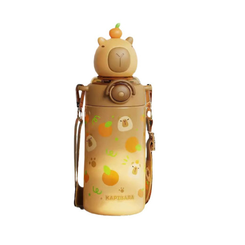 卡皮巴拉兒童水杯上學生專用女孩吸管杯幼兒園可攜式不鏽鋼保溫杯子 卡皮巴拉兒童水杯上學生專用女孩吸管杯幼兒園可攜式不鏽鋼保溫杯子