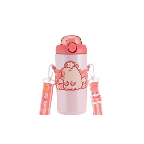 卡皮巴拉保溫杯雙飲杯豚豚帶吸管高顔值斜背兒童杯上學可攜式水杯 卡皮巴拉保溫杯雙飲杯豚豚帶吸管高顔值斜背兒童杯上學可攜式水杯