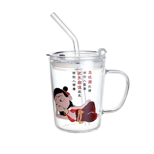 耐熱玻璃吸管杯卡通網紅哪吒兒童早餐牛奶杯大容量刻度杯 耐熱玻璃吸管杯卡通網紅哪吒兒童早餐牛奶杯大容量刻度杯