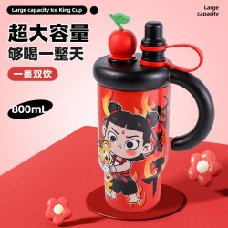 哪吒魔童保溫杯新款高顔值不鏽鋼水杯學生防摔大容量冰霸杯子網紅