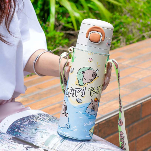 迪樂黃油小熊系列水杯學生高顔值保溫杯316不鏽鋼可攜式女可愛杯子