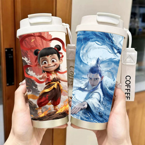 哪吒二之魔童閙海保溫杯不鏽鋼學生高顔值吸管雙飲大容量咖啡水杯 哪吒二之魔童閙海保溫杯不鏽鋼學生高顔值吸管雙飲大容量咖啡水杯