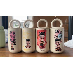 新款哪吒2魔童閙海保溫杯304不鏽鋼形手提咖啡環卡通情侶禮品水杯