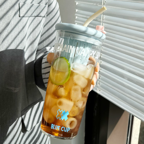 水杯2024新款女玻璃杯高顔值茶水分離泡茶杯耐高溫家用帶吸管杯子