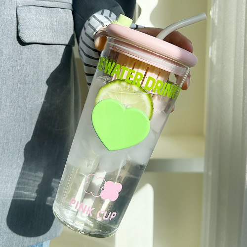 水杯2024新款女玻璃杯高顔值茶水分離泡茶杯耐高溫家用帶吸管杯子