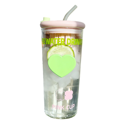 水杯2024新款女玻璃杯高顔值茶水分離泡茶杯耐高溫家用帶吸管杯子