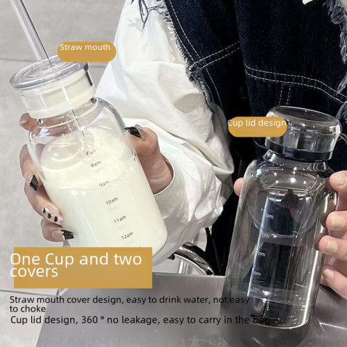 高顔值玻璃杯雙蓋耐高溫可攜式吸管杯子高級感ins水杯隨手杯女 高顔值玻璃杯雙蓋耐高溫可攜式吸管杯子高級感ins水杯隨手杯女