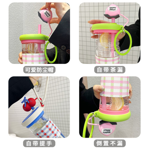 水杯女耐高溫塑膠運動杯防摔吸管杯夏季大容量水壺可攜式茶倉杯子 水杯女耐高溫塑膠運動杯防摔吸管杯夏季大容量水壺可攜式茶倉杯子