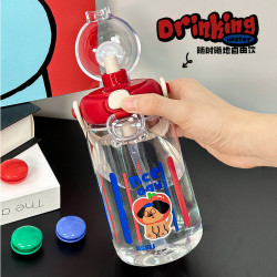 卡通tritan水杯學生高顔值可攜式吸管杯可愛水杯學生兒童可攜式杯子