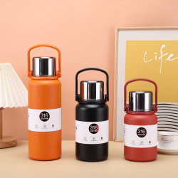 大容量316不鏽鋼保溫杯真空提手旅行壺戶外可攜式茶漏水壺粉色