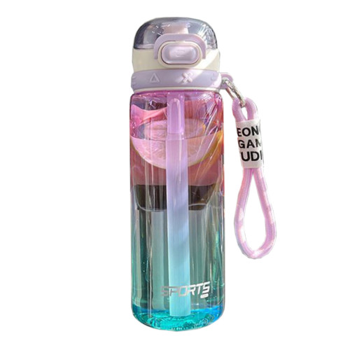 簡約水杯新款運動高顔值塑膠水瓶漸變色可攜式學生夏天女生吸管杯 簡約水杯新款運動高顔值塑膠水瓶漸變色可攜式學生夏天女生吸管杯