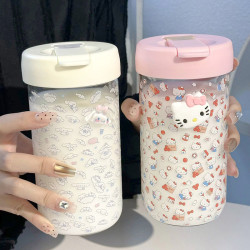 吸管杯玻璃水杯2024女生高顔值吸管杯耐高溫泡茶玻璃杯子密封可攜式