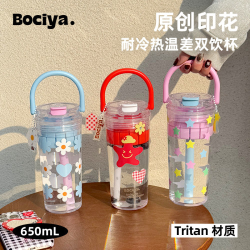 水杯夏天女生高顔值大容量戶外水壺tritan2025新款可愛吸管杯子 水杯夏天女生高顔值大容量戶外水壺tritan2025新款可愛吸管杯子