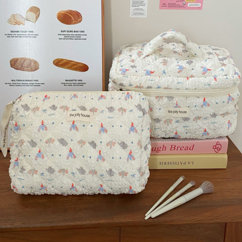 卡通小象化妝包女2024新款泡泡紋理大容量學生化妝品收納包手提包 卡通小象化妝包女2024新款泡泡紋理大容量學生化妝品收納包手提包