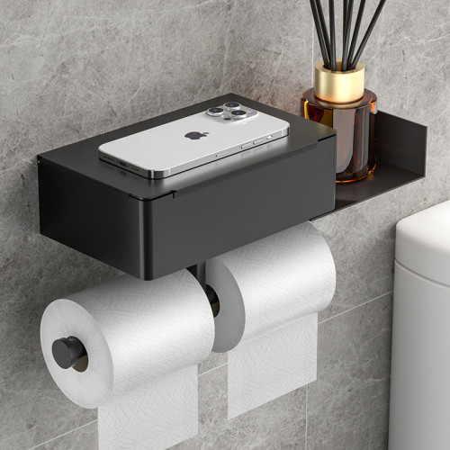 不鏽鋼雙層紙巾盒紙巾架衛生間浴室壁掛溼巾卷紙架手機架 不鏽鋼雙層紙巾盒紙巾架衛生間浴室壁掛溼巾卷紙架手機架