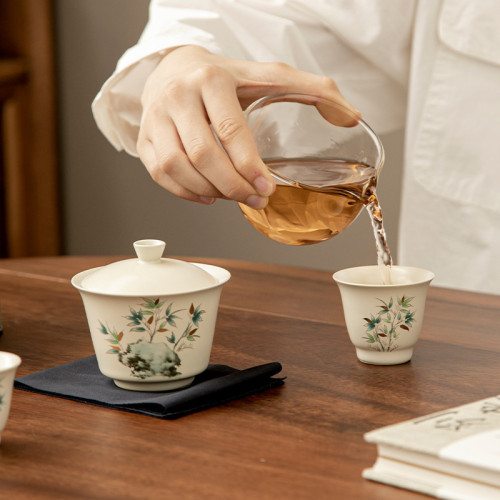 草木灰荷韻旅行茶具套裝可攜式快客杯露營戶外旅遊一壺二杯蓋碗 草木灰荷韻旅行茶具套裝可攜式快客杯露營戶外旅遊一壺二杯蓋碗