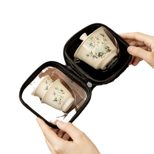 草木灰荷韻旅行茶具套裝可攜式快客杯露營戶外旅遊一壺二杯蓋碗 草木灰荷韻旅行茶具套裝可攜式快客杯露營戶外旅遊一壺二杯蓋碗