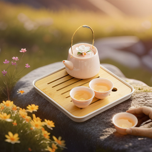 粉色捏花提梁壺功夫茶具套裝一壺四杯帶茶盤小套女生簡約泡茶杯壺 粉色捏花提梁壺功夫茶具套裝一壺四杯帶茶盤小套女生簡約泡茶杯壺