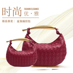 2025新款編織包半月設計鯊魚包軟皮百搭大容量手拎包時尚手提女包