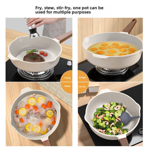麥飯石不沾鍋家用牛排煎鍋煎蛋煎餅油炸電磁爐瓦斯爐專用鍋平底鍋