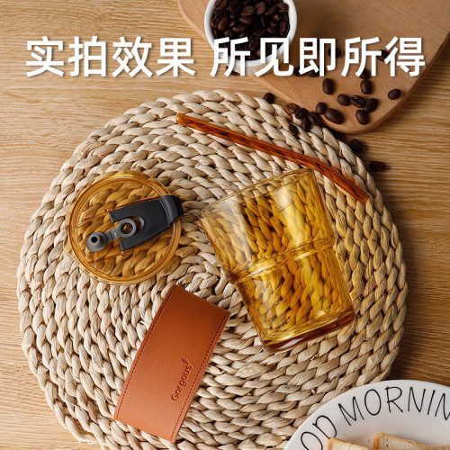 網紅玻璃竹節杯吸琯杯果汁飲料咖啡杯禮品杯玻璃水杯