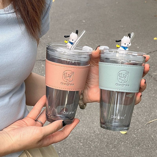 北極光玻璃杯高顔值吸琯咖啡杯可攜式小衆新款網紅情侶喝水杯子