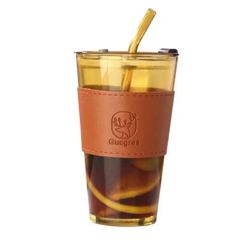 高顔值小鹿杯ins風玻璃水杯伴手禮品杯子竹節杯咖啡飲料吸琯杯子