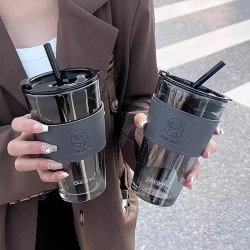 高顔值女神ins風玻璃杯雙飲杯伴手禮杯子竹節杯禮品水杯吸琯杯子