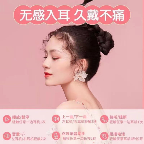 新款pro5s半入耳式無線藍牙耳機長續航高音質女生小巧通用型