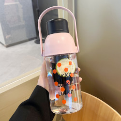 水杯女生大容量高顔值2023新款可攜式耐高溫塑膠水瓶帶茶漏吸管杯子