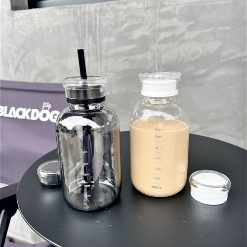 大容量刻度玻璃杯高顔值吸管水杯簡約隨身杯可攜式玻璃水杯咖啡杯子 大容量刻度玻璃杯高顔值吸管水杯簡約隨身杯可攜式玻璃水杯咖啡杯子