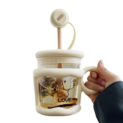 玻璃杯家用馬克杯可愛耐熱水杯女生吸管帶勺蓋辦公室早餐咖啡杯子 玻璃杯家用馬克杯可愛耐熱水杯女生吸管帶勺蓋辦公室早餐咖啡杯子