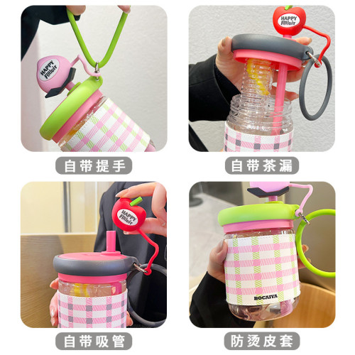 水杯女生高顔值夏季大容量運動水壺2024新款可攜式帶茶隔吸管杯子 水杯女生高顔值夏季大容量運動水壺2024新款可攜式帶茶隔吸管杯子