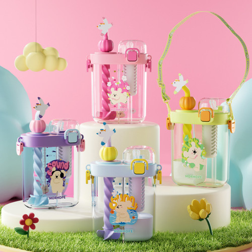 水杯夏季兒童水壺學生上學專用分格雙飲杯高顔值卡通攪拌杯吸管杯 水杯夏季兒童水壺學生上學專用分格雙飲杯高顔值卡通攪拌杯吸管杯