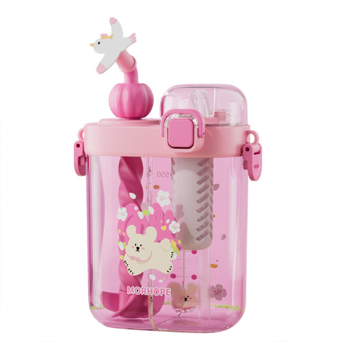 水杯夏季兒童水壺學生上學專用分格雙飲杯高顔值卡通攪拌杯吸管杯 水杯夏季兒童水壺學生上學專用分格雙飲杯高顔值卡通攪拌杯吸管杯