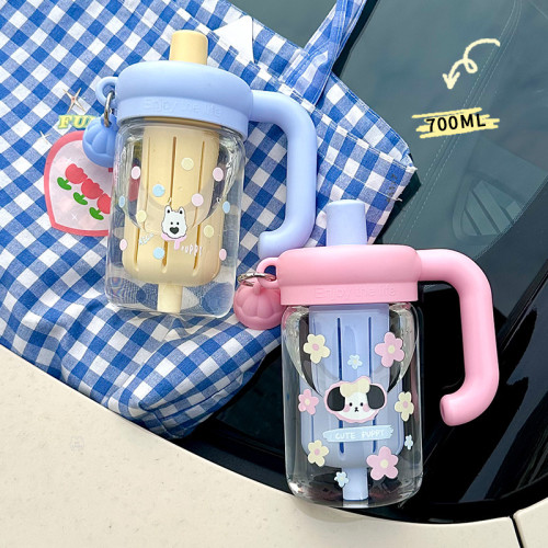 水杯玻璃杯女生2024新款夏季高顔值帶把手辦公室泡茶可愛吸管杯子 水杯玻璃杯女生2024新款夏季高顔值帶把手辦公室泡茶可愛吸管杯子