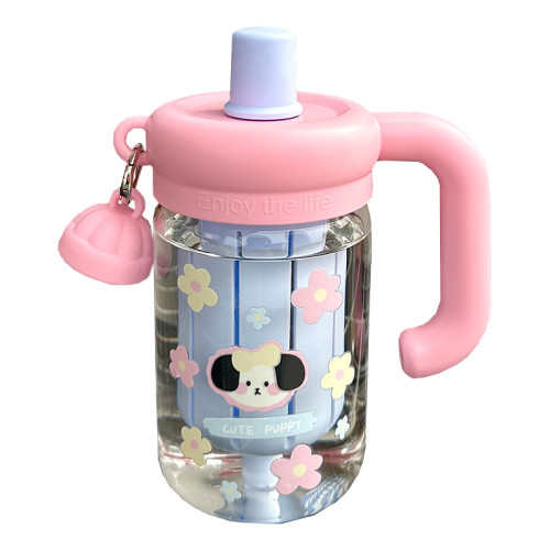 水杯玻璃杯女生2024新款夏季高顔值帶把手辦公室泡茶可愛吸管杯子 水杯玻璃杯女生2024新款夏季高顔值帶把手辦公室泡茶可愛吸管杯子