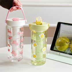 小清新Tritan塑膠吸管杯女高顔值大容量帶茶倉水杯夏天學生杯