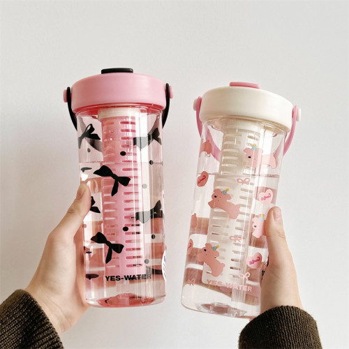 小清新Tritan塑膠吸管杯女高顔值大容量帶茶倉水杯夏天學生杯 小清新Tritan塑膠吸管杯女高顔值大容量帶茶倉水杯夏天學生杯