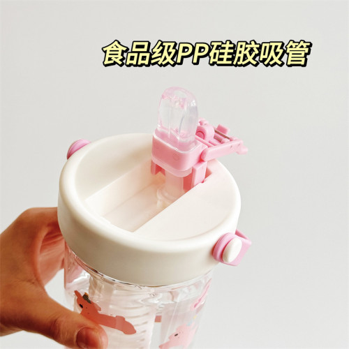 小清新Tritan塑膠吸管杯女高顔值大容量帶茶倉水杯夏天學生杯 小清新Tritan塑膠吸管杯女高顔值大容量帶茶倉水杯夏天學生杯