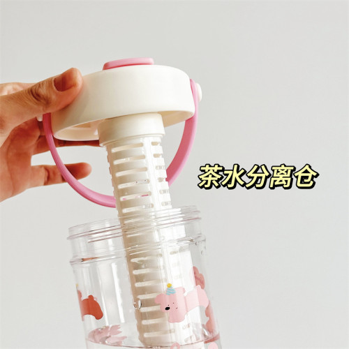 小清新Tritan塑膠吸管杯女高顔值大容量帶茶倉水杯夏天學生杯 小清新Tritan塑膠吸管杯女高顔值大容量帶茶倉水杯夏天學生杯