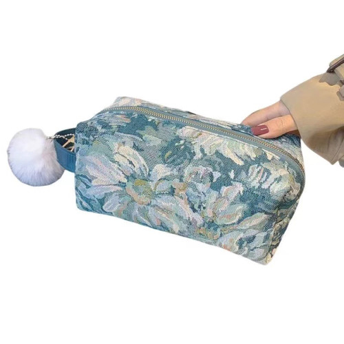 爆款網紅超火織花化妝包高級感女士手拿包可攜式出差旅行洗漱收納包 爆款網紅超火織花化妝包高級感女士手拿包可攜式出差旅行洗漱收納包