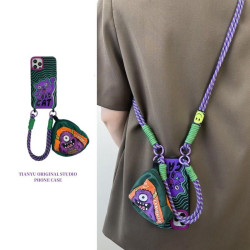 興奮喵喵蘋果14ProMax手機殼iPhone15女款13網紅12軟套11斜背XR