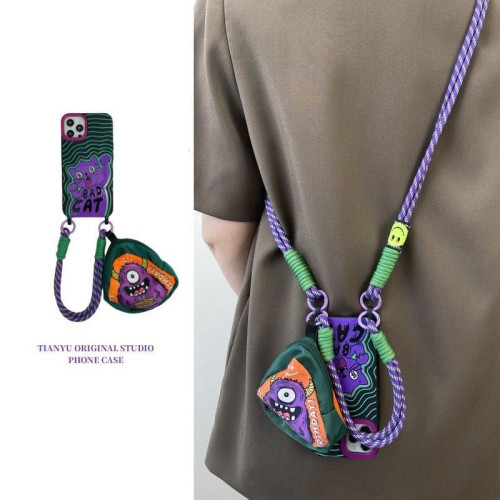 興奮喵喵蘋果14ProMax手機殼iPhone15女款13網紅12軟套11斜背XR 興奮喵喵蘋果14ProMax手機殼iPhone15女款13網紅12軟套11斜背XR