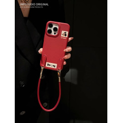 皮紋蘋果16ProMax手機殼iPhone15Pro新款13女12軟套14短繩XR斜背