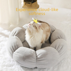 冬季爆款寵物墊花朵窩毛絨窩墊子四季通用圓形狗窩貓窩保暖窩