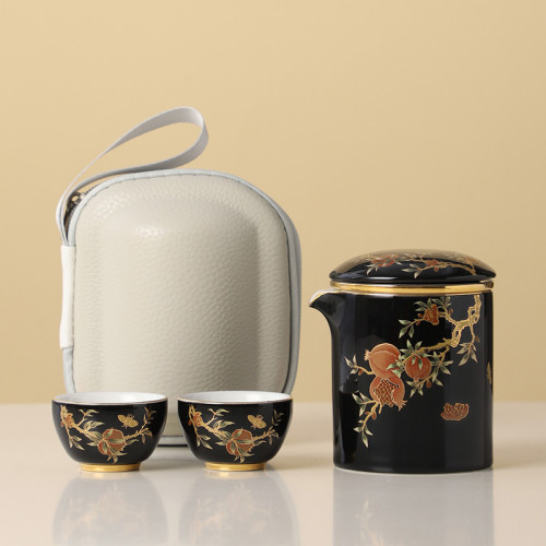 高級女士旅行茶具一人二杯隨身泡茶壺可攜式戶外露營快客杯收納包 高級女士旅行茶具一人二杯隨身泡茶壺可攜式戶外露營快客杯收納包