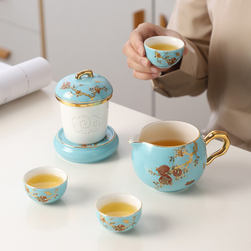 高級女士旅行茶具一人二杯隨身泡茶壺可攜式戶外露營快客杯收納包 高級女士旅行茶具一人二杯隨身泡茶壺可攜式戶外露營快客杯收納包